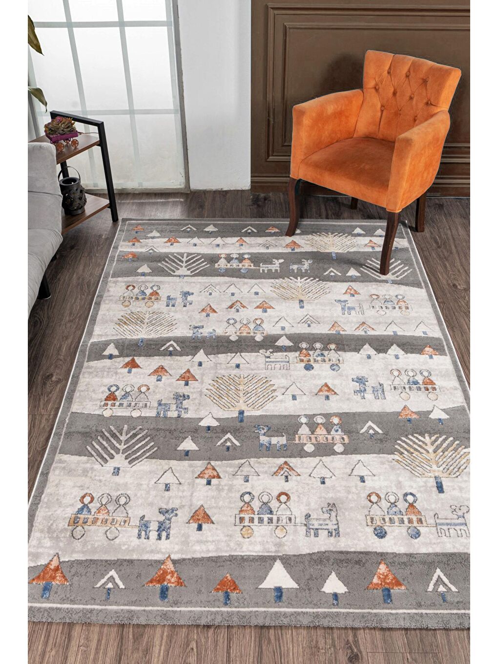 Gri Motto 4583 Modern Dokuma Halı-80x300