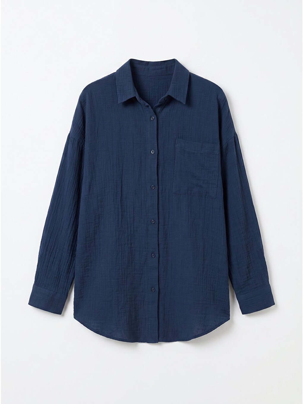 Oversize Basic Müslin Gömlek Lacivert Lmx0002