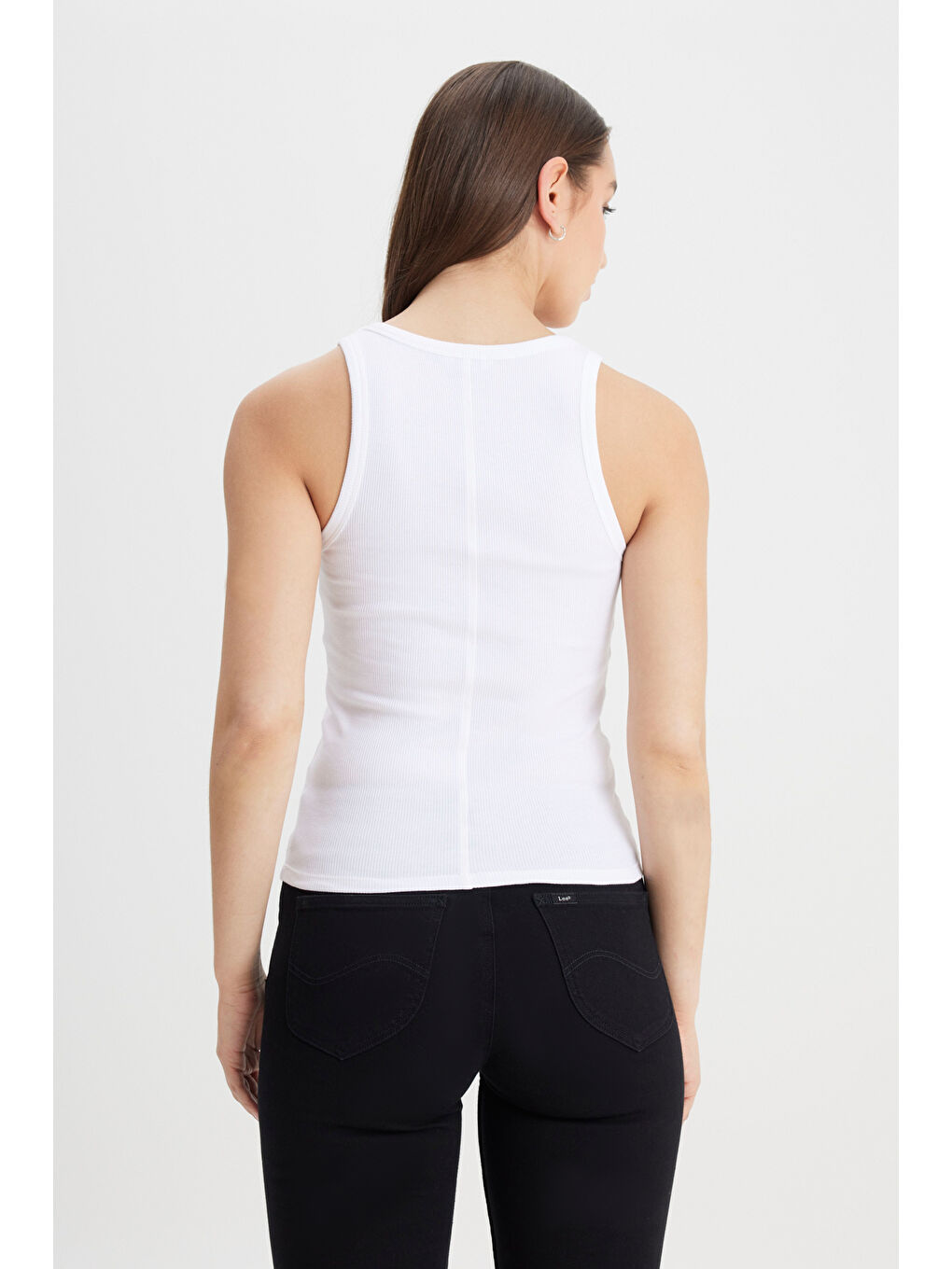 Slim Fit Dar Kesim Beyaz Tişört-4