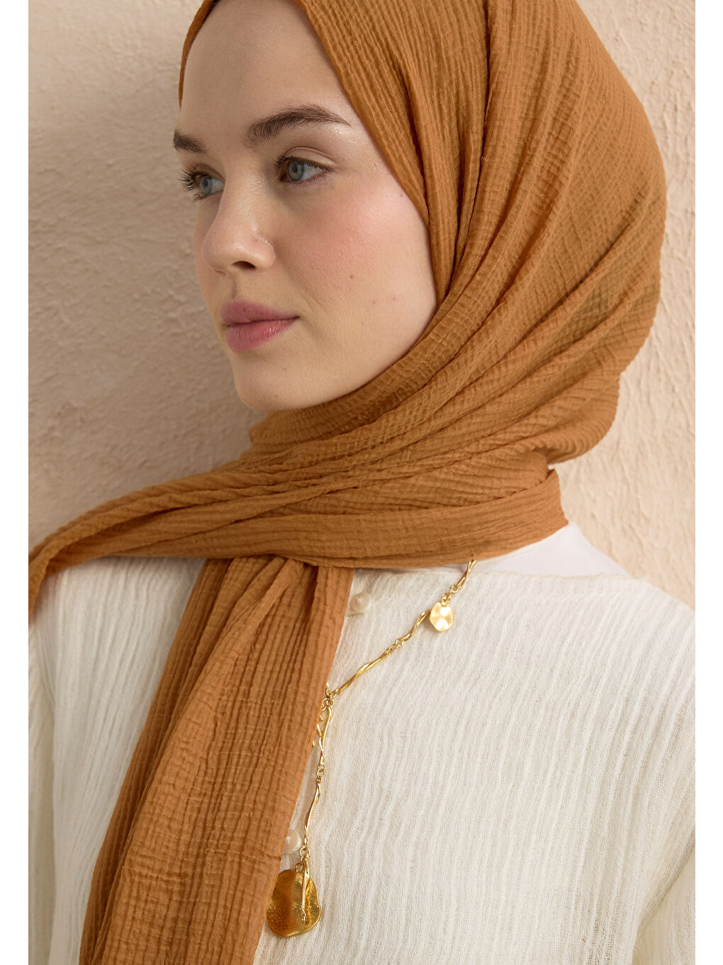 Kahverengi Modal Krinkıl Şal Tarçın Kabuğu-3