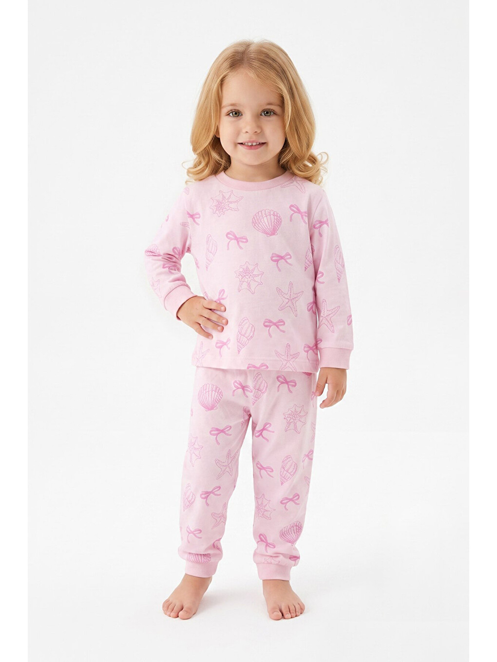 Pembe %100 Pamuk Ve Baskılı Kız Çocuk Pijama Takımı 9-36 Ay 12741ıs