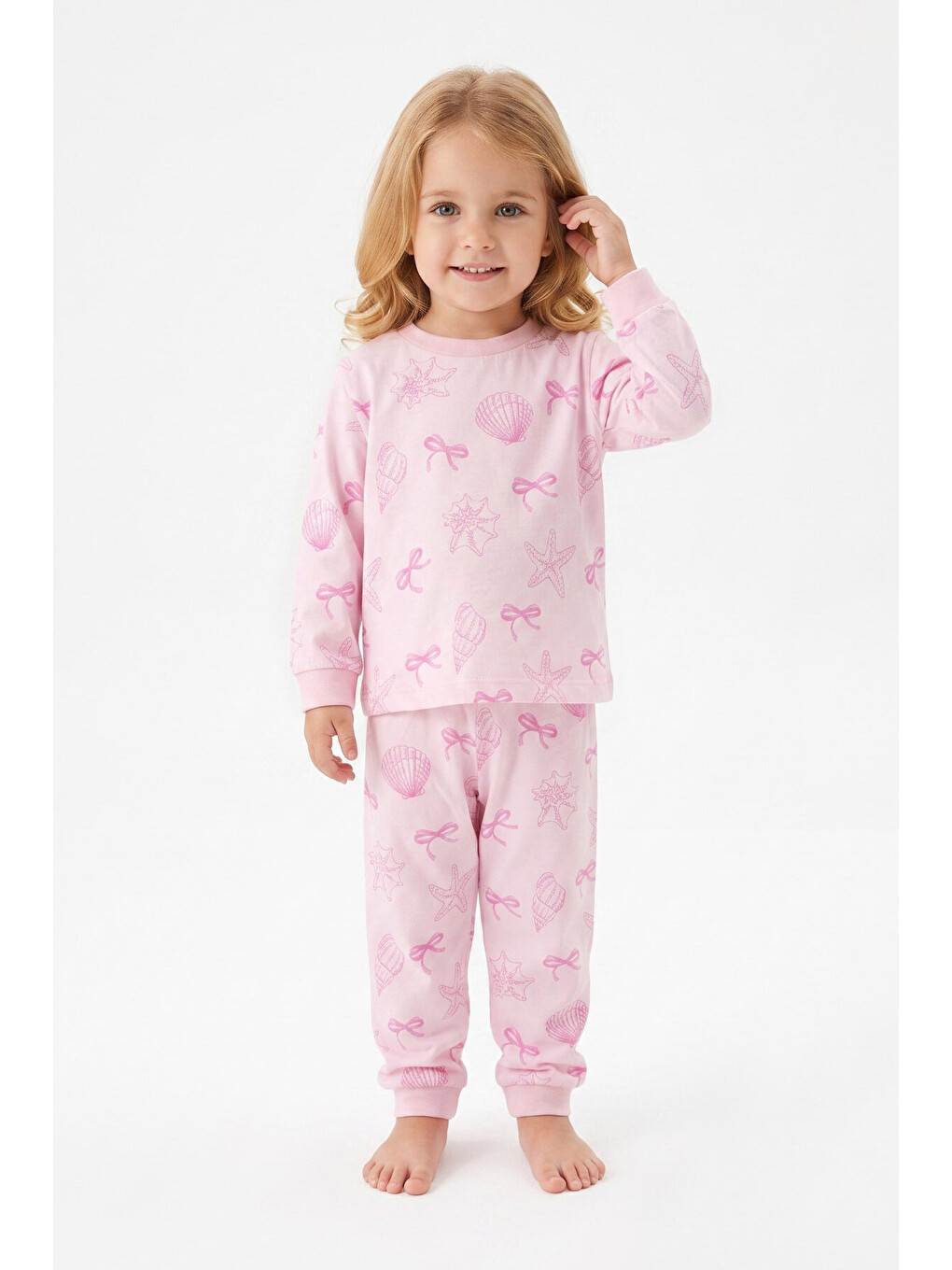 Pembe %100 Pamuk Ve Baskılı Kız Çocuk Pijama Takımı 9-36 Ay 12741ıs-1