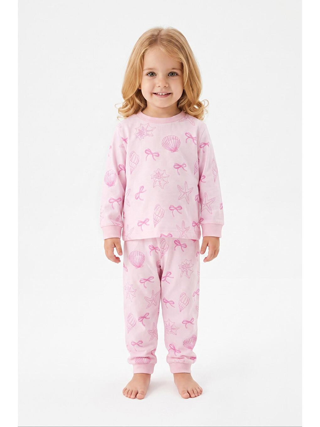 Pembe %100 Pamuk Ve Baskılı Kız Çocuk Pijama Takımı 9-36 Ay 12741ıs-2