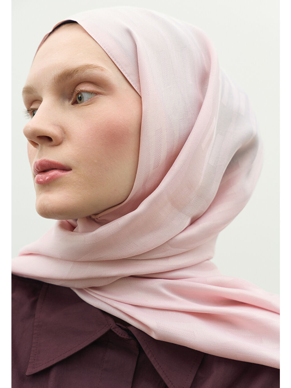 Pembe NARA PAMUK FLOŞ JAKARLI ŞAL PUDRA-2