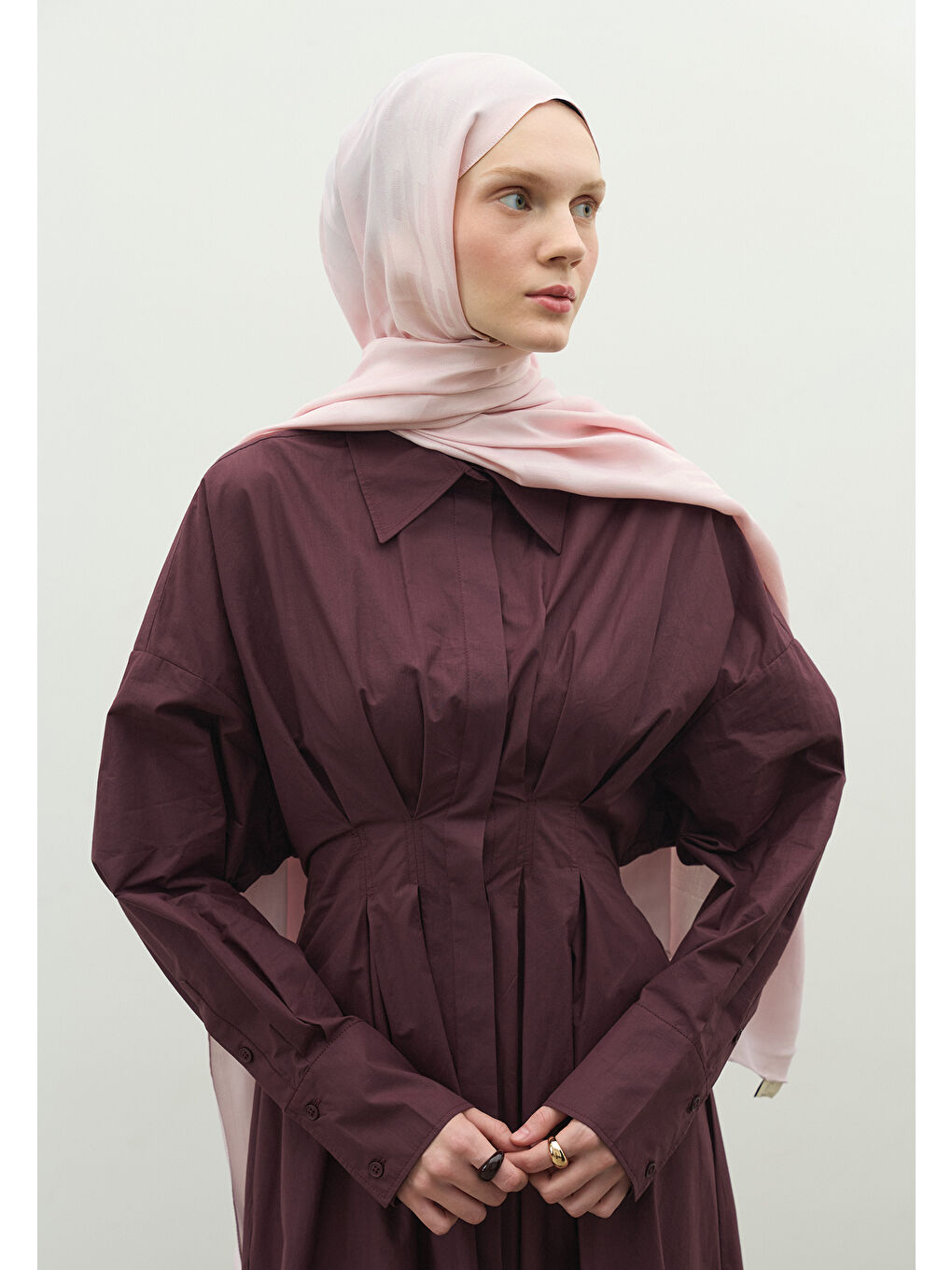 Pembe NARA PAMUK FLOŞ JAKARLI ŞAL PUDRA-3