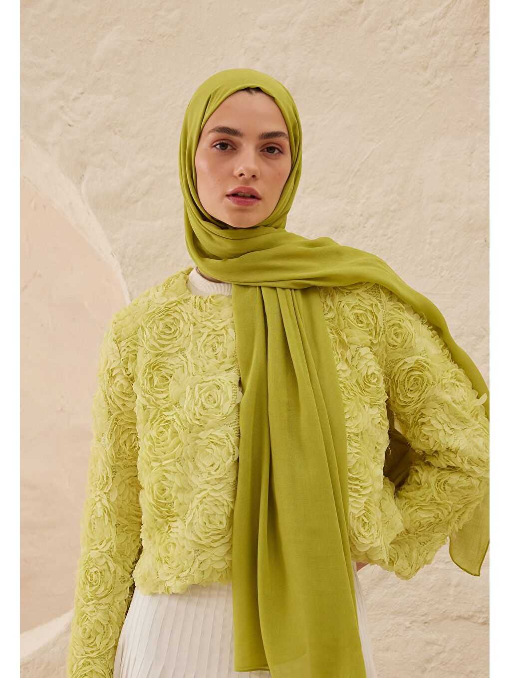 Rami Viskon Şal Fıstık Yeşili-1