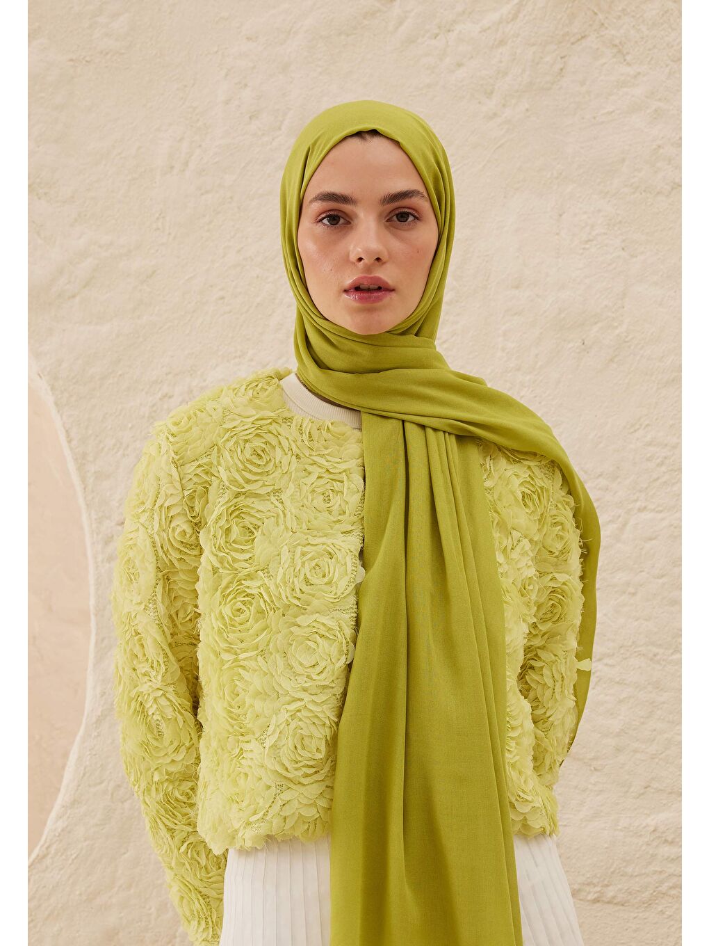 Rami Viskon Şal Fıstık Yeşili-2