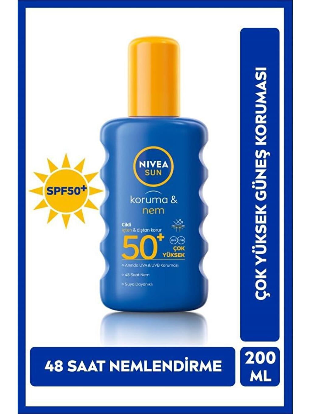 NIVEA Şeffaf Sun Güneş Kremi SPF 50+ 200 ml Sprey, Çok Yüksek Güneş Koruyucu ve 48 Saat Nemlendirme