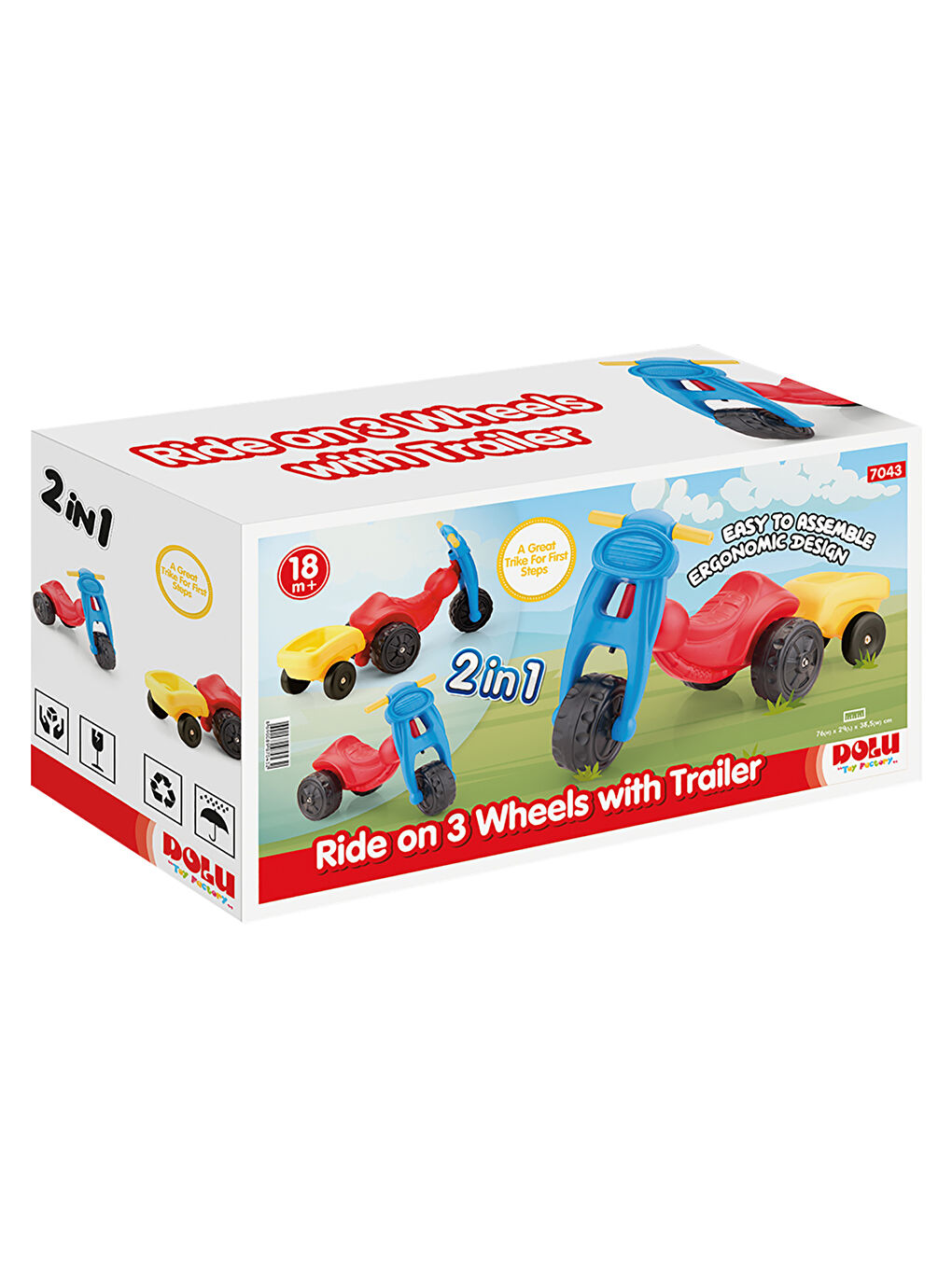 3 Tekerlekli Römorklu Bingit Araba Kırmızı-3