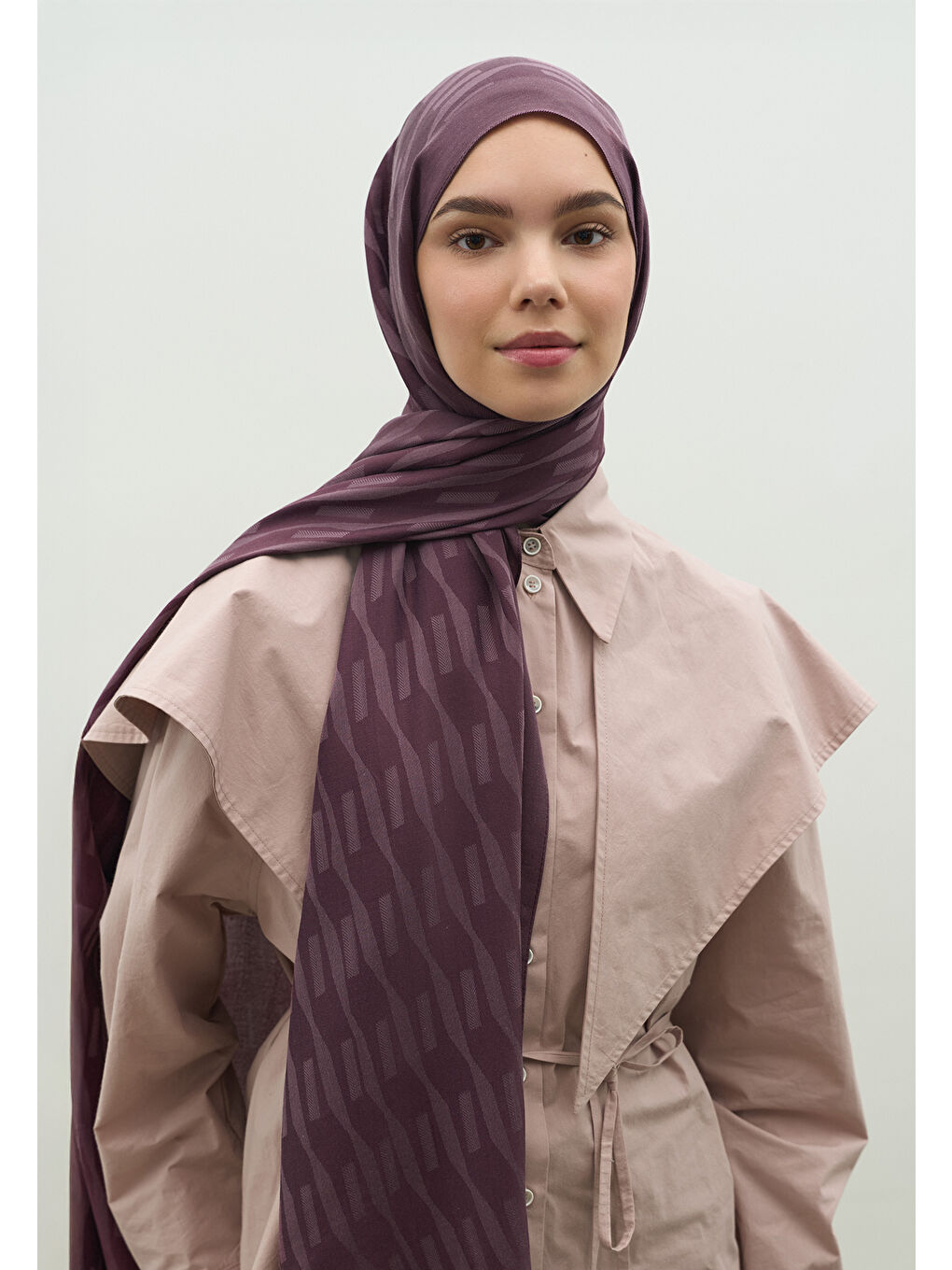 Mürdüm NARA PAMUK FLOŞ JAKARLI ŞAL MÜRDÜM-2