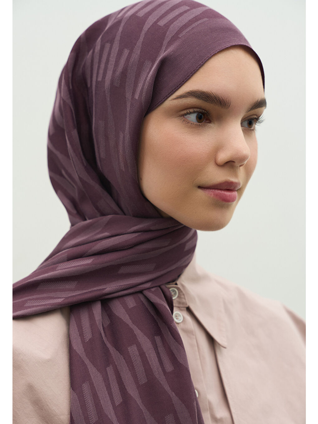 Mürdüm NARA PAMUK FLOŞ JAKARLI ŞAL MÜRDÜM-3