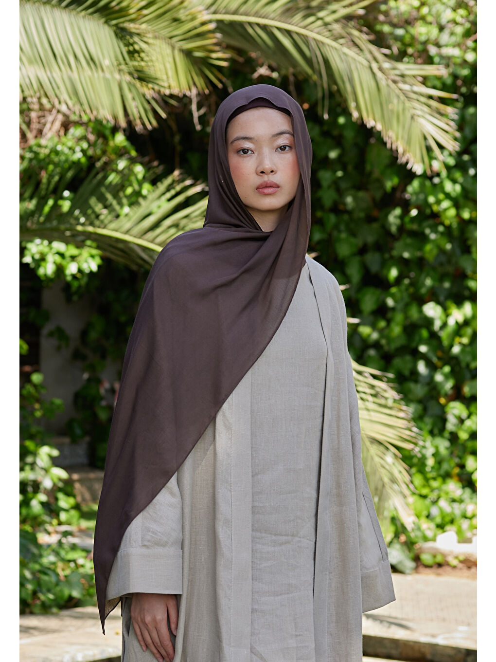 Kahverengi Rami Viskon Şal Acı Kahve