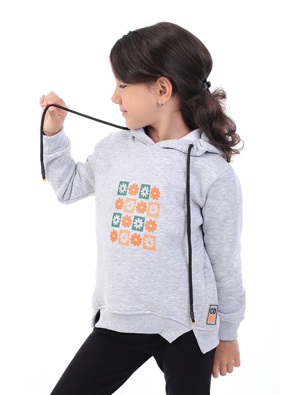 Toontoykids Gri Melanj Kız Çocuk Baskılı Sweatshirt