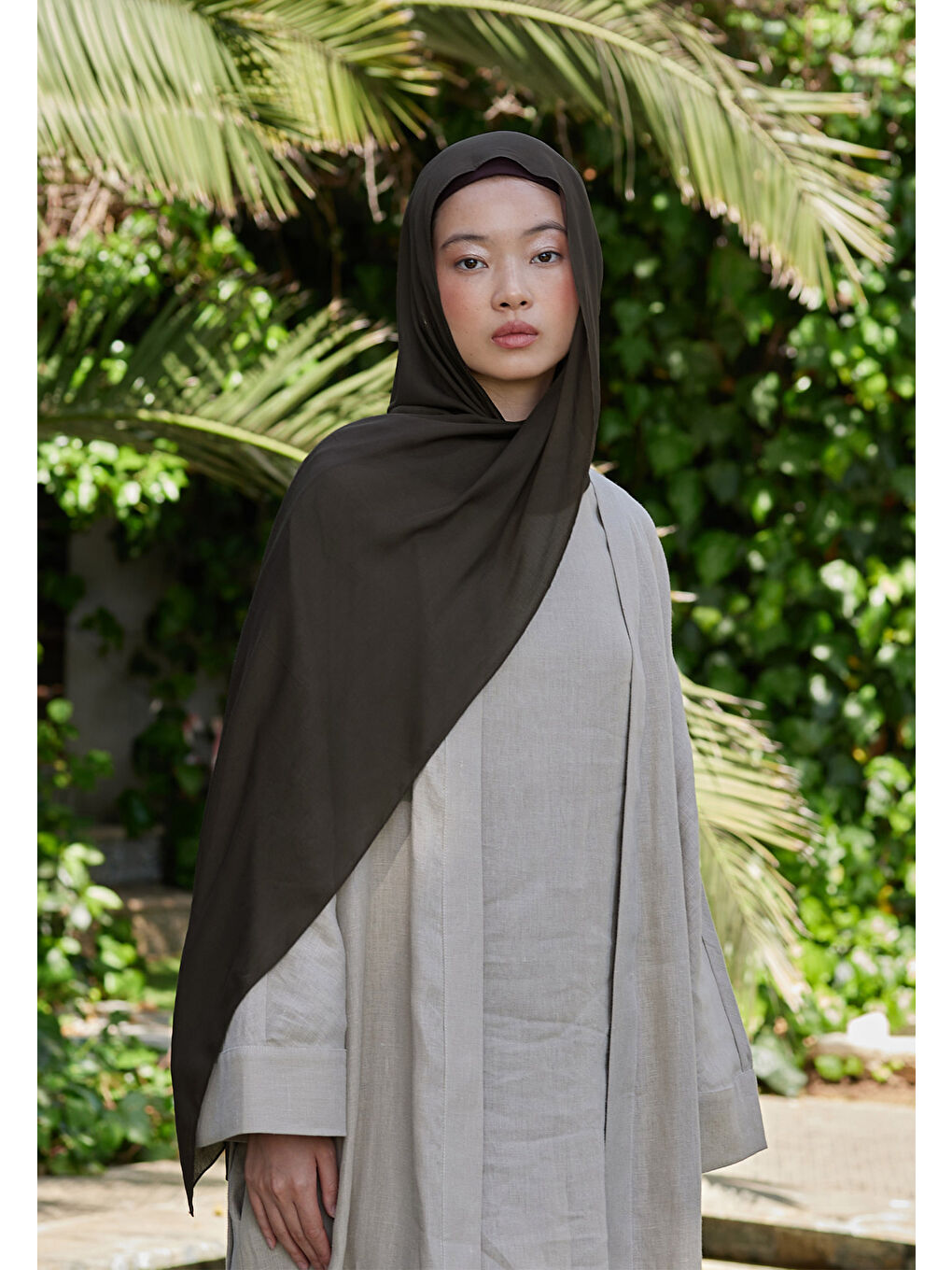 Kahverengi Rami Viskon Şal Acı Kahve-2