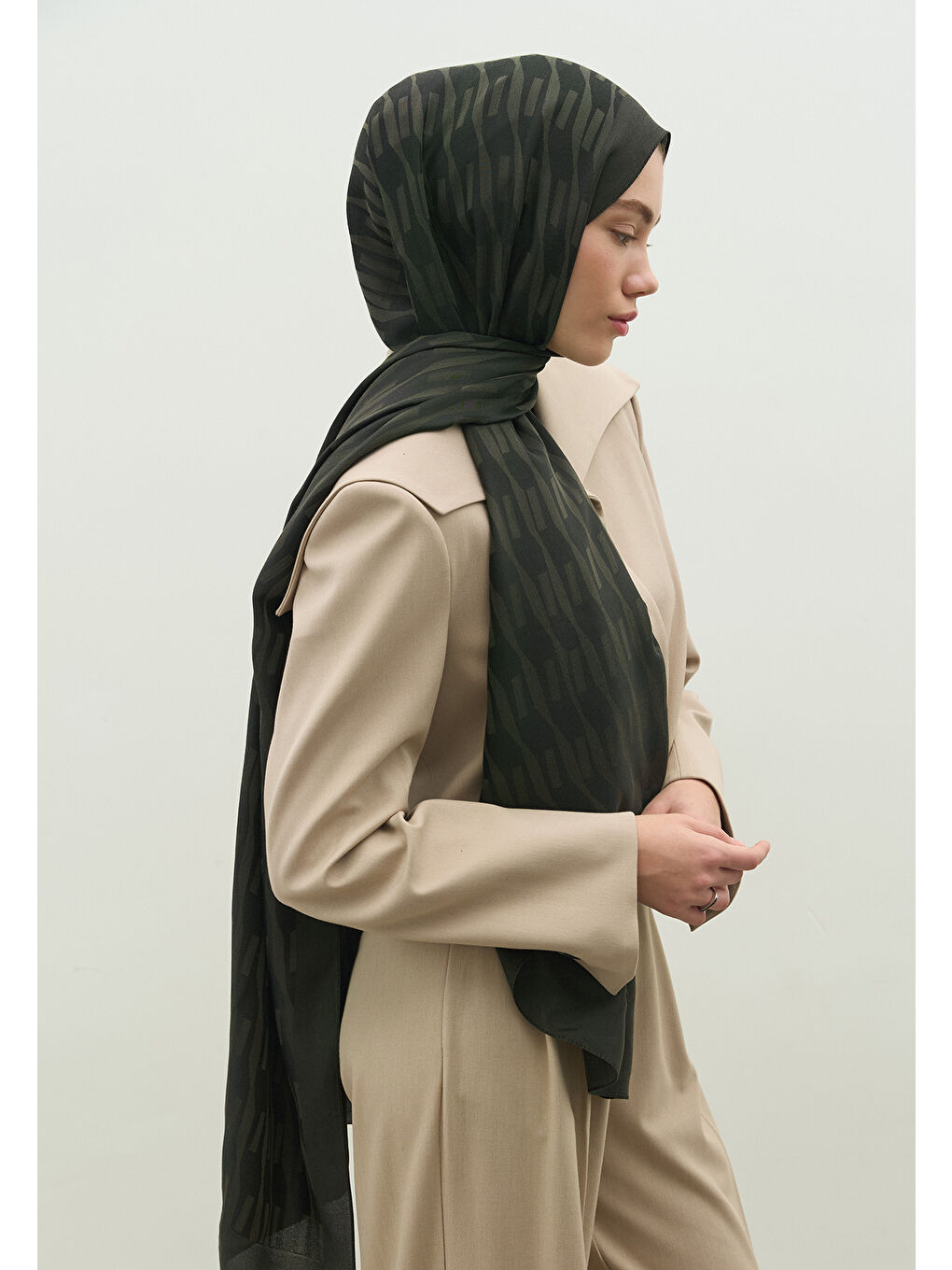 Siyah NARA PAMUK FLOŞ JAKARLI ŞAL KÖMÜR