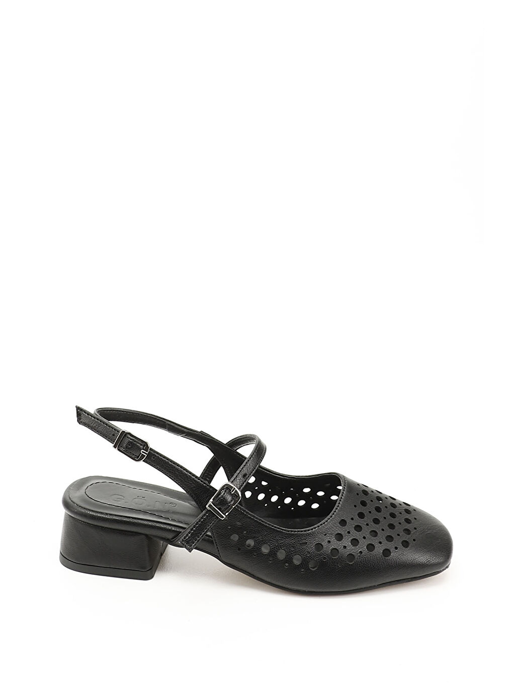 Mor Kadın ZÜMRÜT-SİYAH Kısa Kalın Topuklu Arkası Açık Ayakkabı