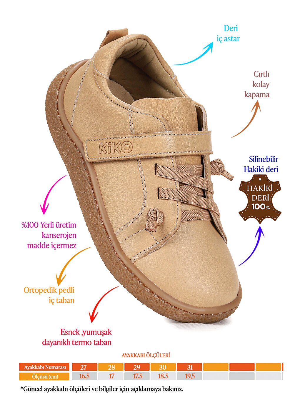 Kahverengi Arad %100 Deri Günlük Kız Çocuk Spor Ayakkabı-1