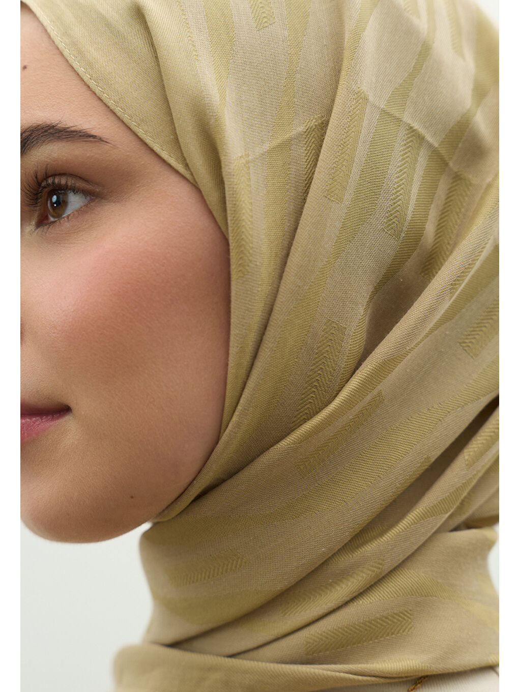 Bej NARA PAMUK FLOŞ JAKARLI ŞAL VİZON-3