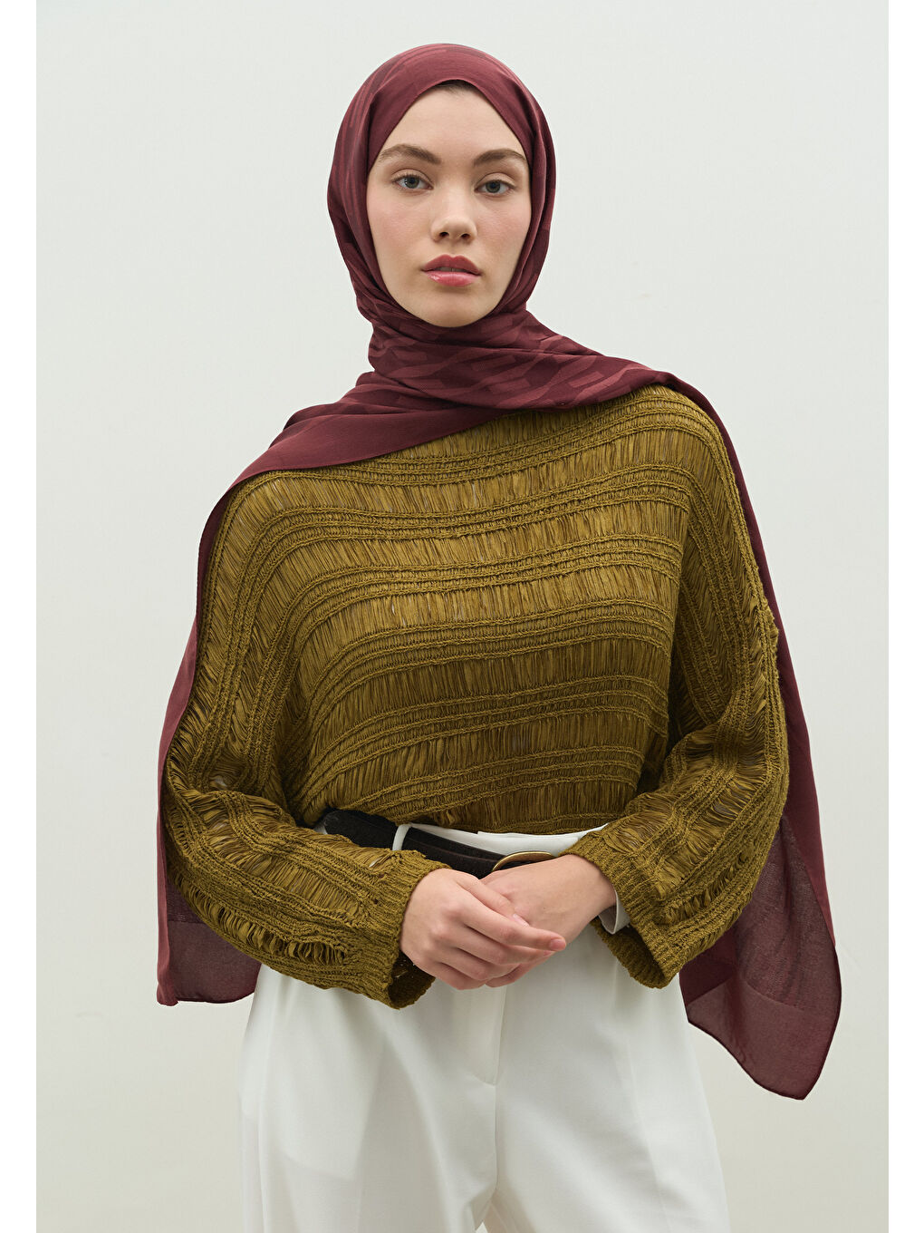 Mor NARA PAMUK FLOŞ JAKARLI ŞAL ERİK ÇÜRÜĞÜ-2