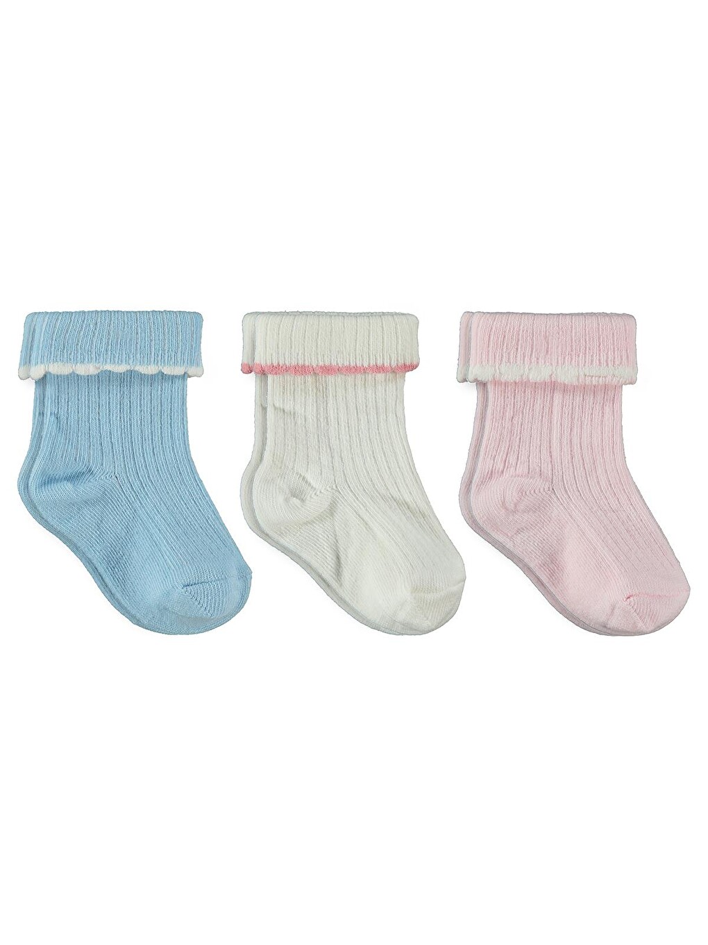 Beyaz Baby Beautiful Kıvrık 3'lü 6- Bebek Kız Çorap Set - Standart-5