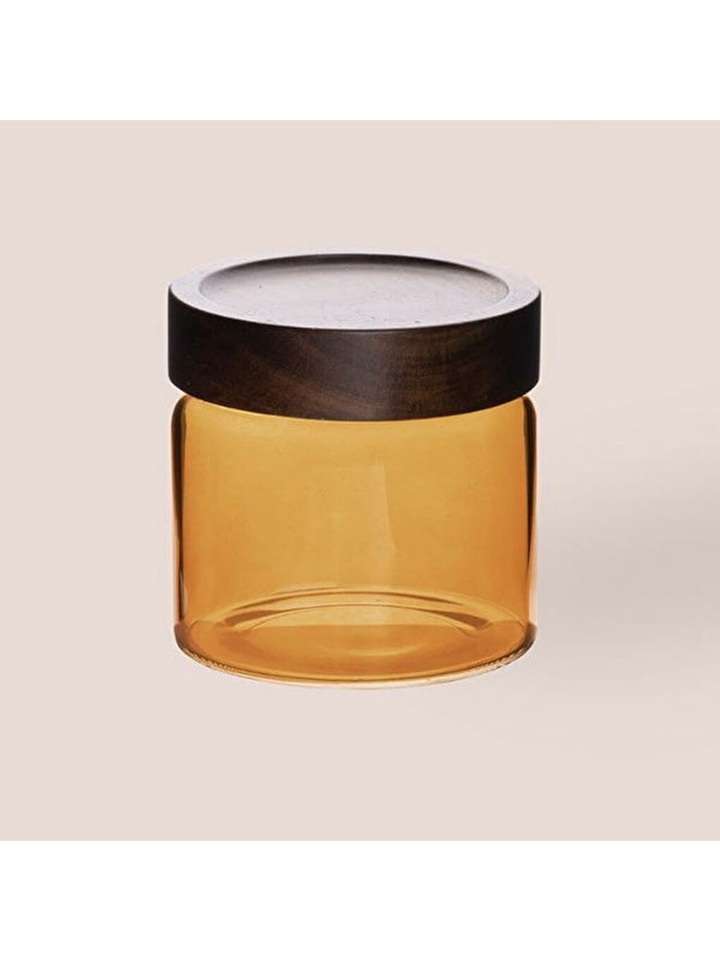 Sarı Akasya Yuvarlak Cam Kavanoz - Amber - 500 ml