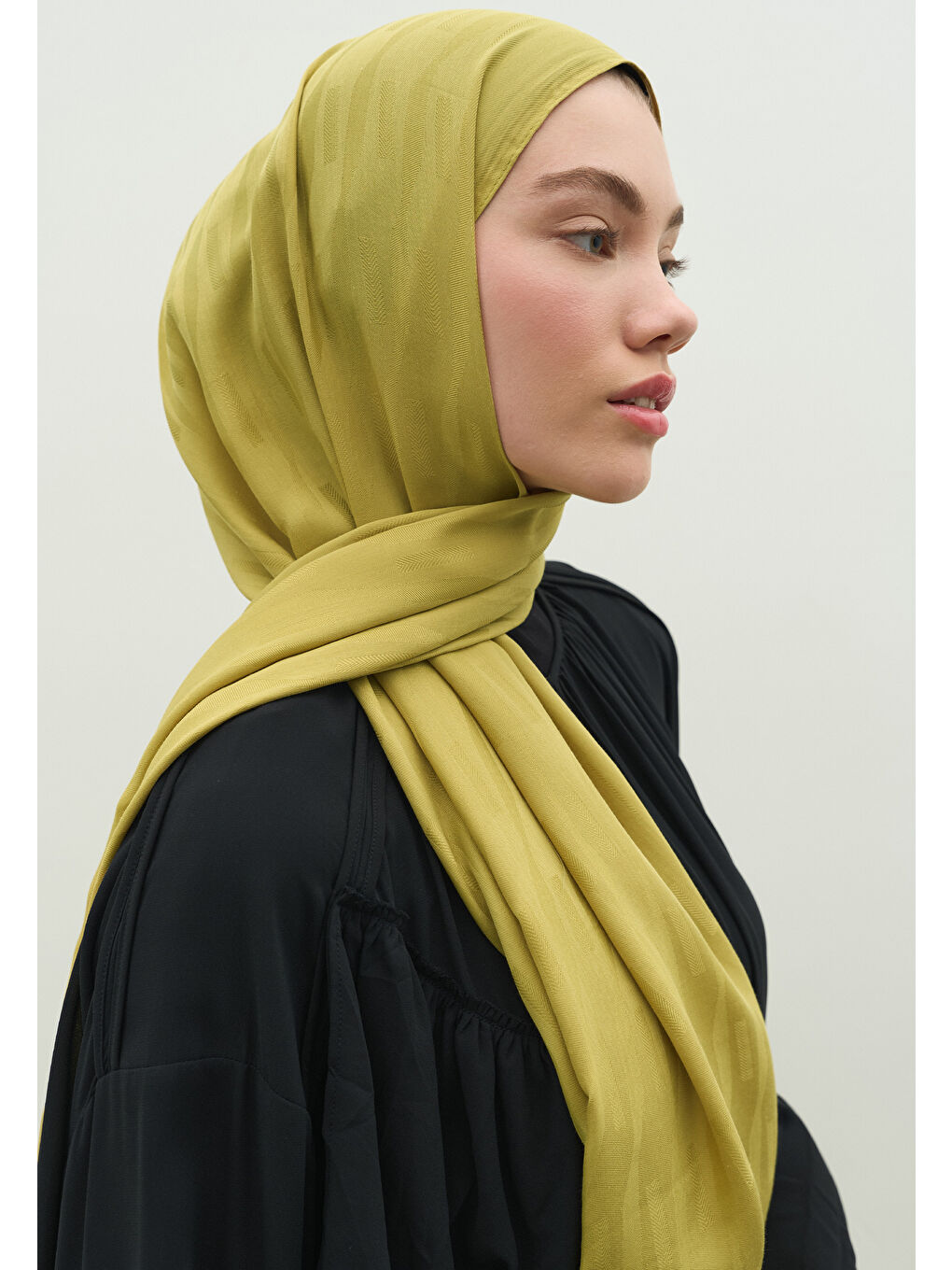 Sarı NARA PAMUK FLOŞ JAKARLI ŞAL TATLI SARI-3