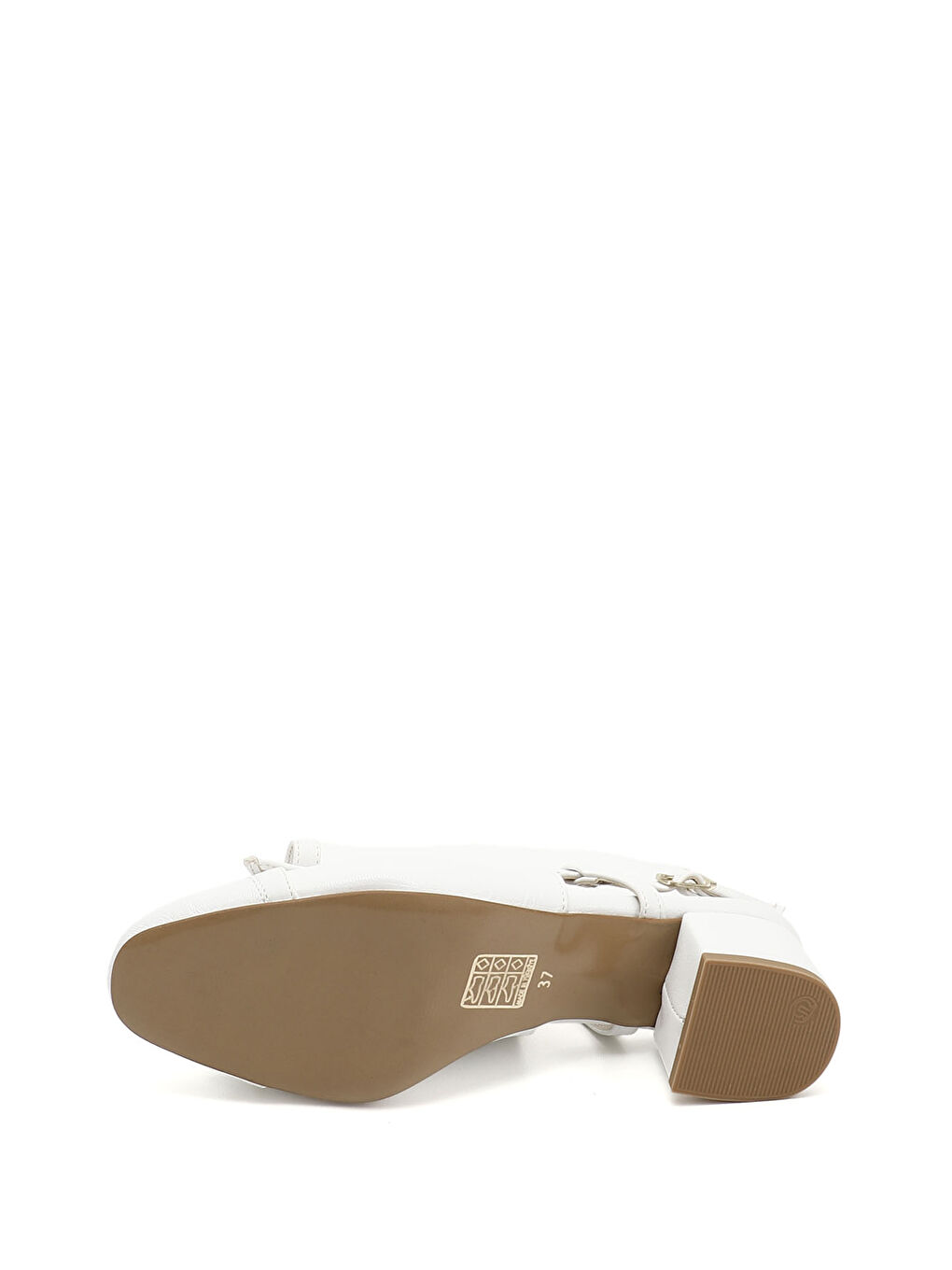 Beyaz Kadın BEYAZ-AÇIK GRİ Fiyonklu Kısa Kalın Topuklu Arkası Açık Ayakkabı-3