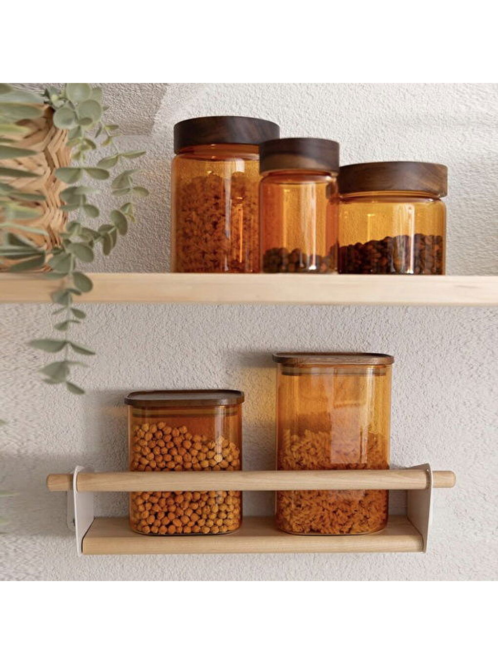 Sarı Akasya Yuvarlak Cam Kavanoz - Amber - 500 ml-5