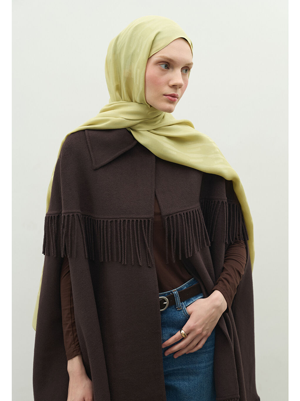 Yeşil NARA PAMUK FLOŞ JAKARLI ŞAL ADAÇAYI-1