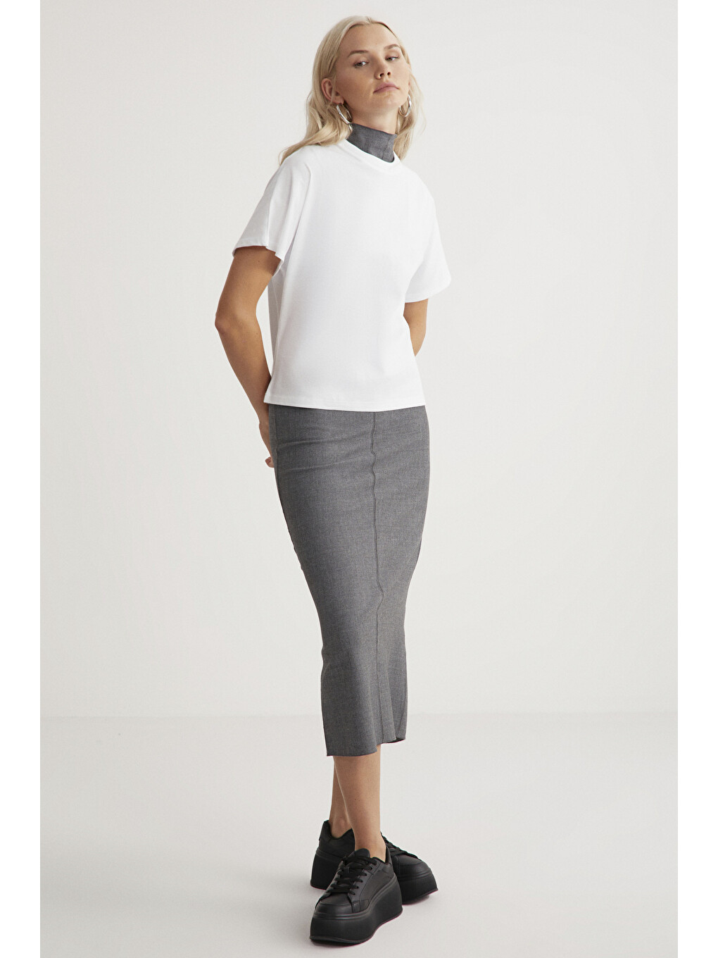 Beyaz LOTTIE Kadın %100 Organik Pamuklu Regular Kalıp Bisiklet Yaka Basic Kısa Kollu BEYAZ T-Shirt-1