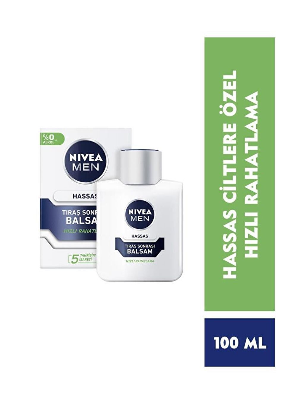 NIVEA Şeffaf Men Hassas Tıraş Sonrası Balsam 100 ml, Hassas Ciltler, Alkolsüz Formül, Hızlı Emilir