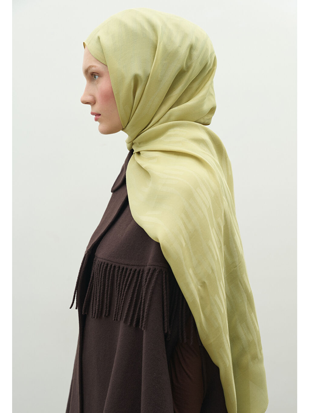 Yeşil NARA PAMUK FLOŞ JAKARLI ŞAL ADAÇAYI-2