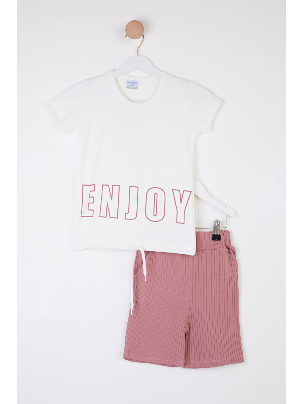 Pembe Kız Çocuk Gül Baskılı İkili Takım - 25372