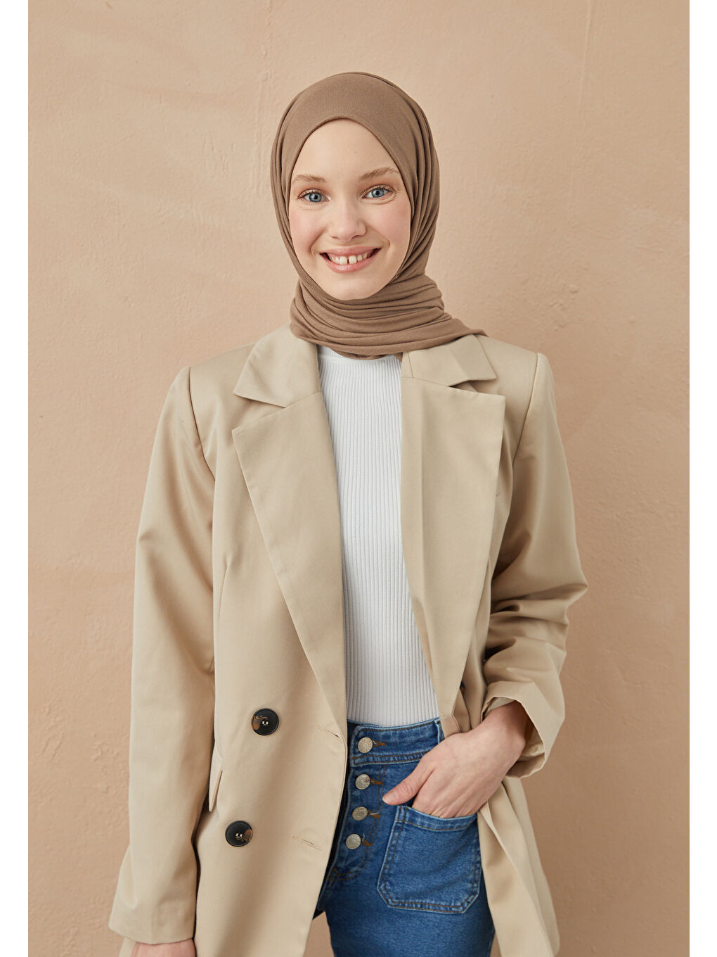 Kahverengi Penye Şal Koyu Vizon-1