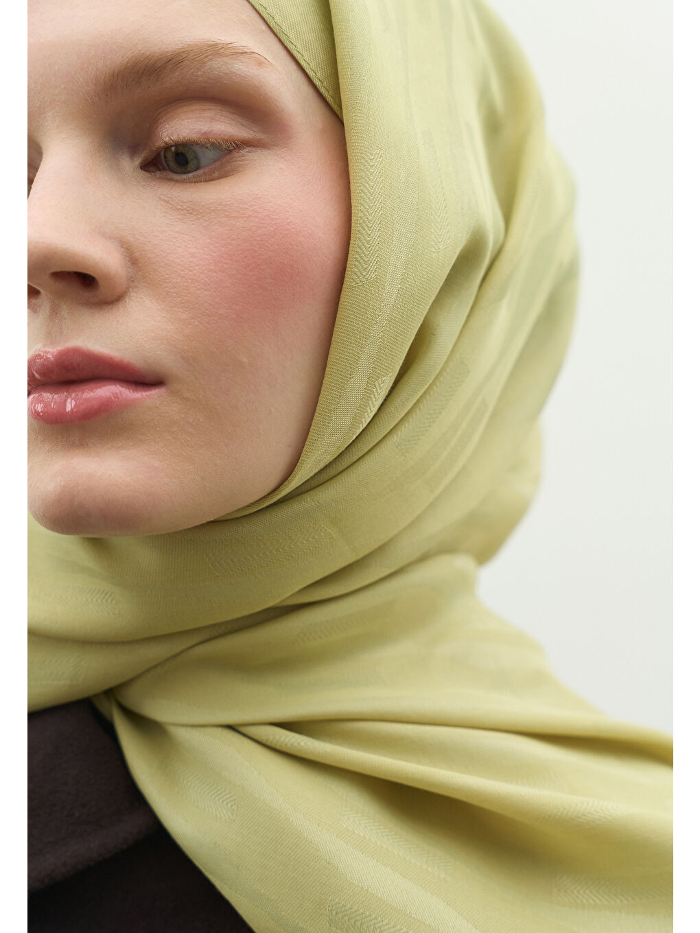 Yeşil NARA PAMUK FLOŞ JAKARLI ŞAL ADAÇAYI-3