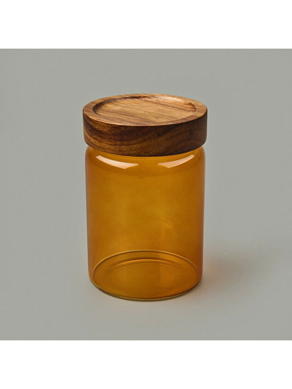 Sarı Akasya Yuvarlak Cam Kavanoz - Amber - 850 ml