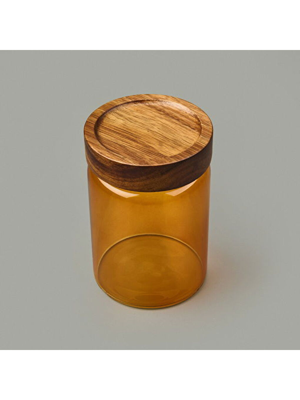 Sarı Akasya Yuvarlak Cam Kavanoz - Amber - 850 ml-1