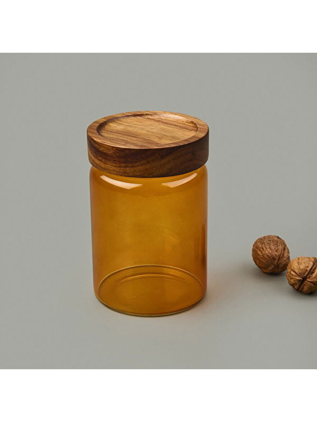 Sarı Akasya Yuvarlak Cam Kavanoz - Amber - 850 ml-2