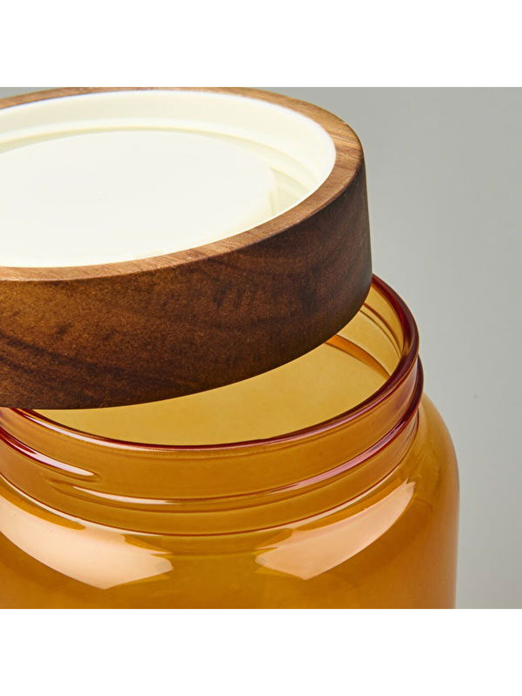Sarı Akasya Yuvarlak Cam Kavanoz - Amber - 850 ml-3