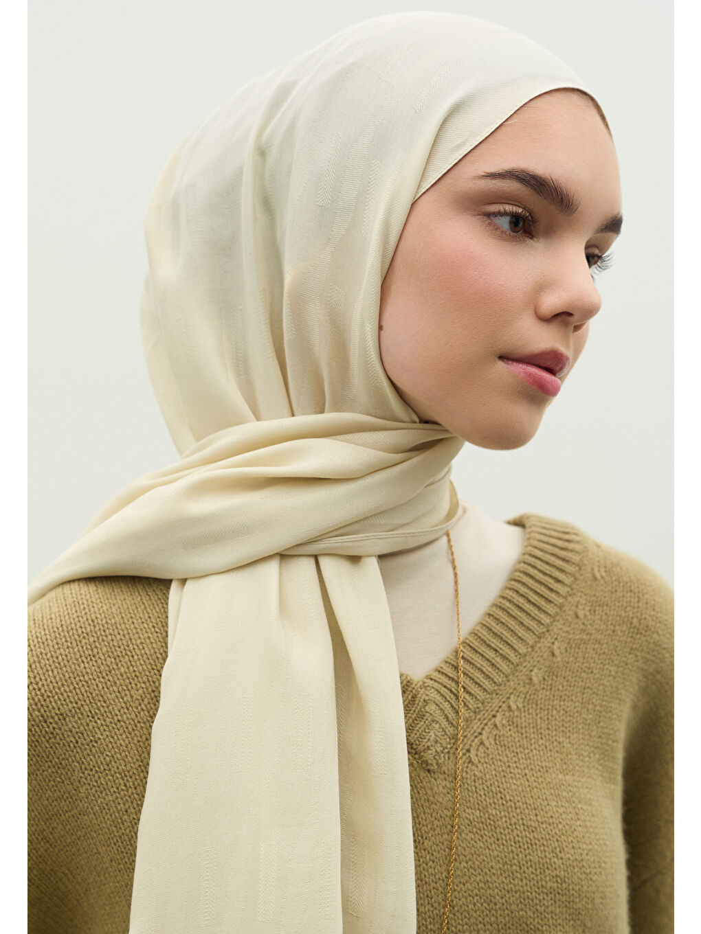 Bej NARA PAMUK FLOŞ JAKARLI ŞAL BEJ-1