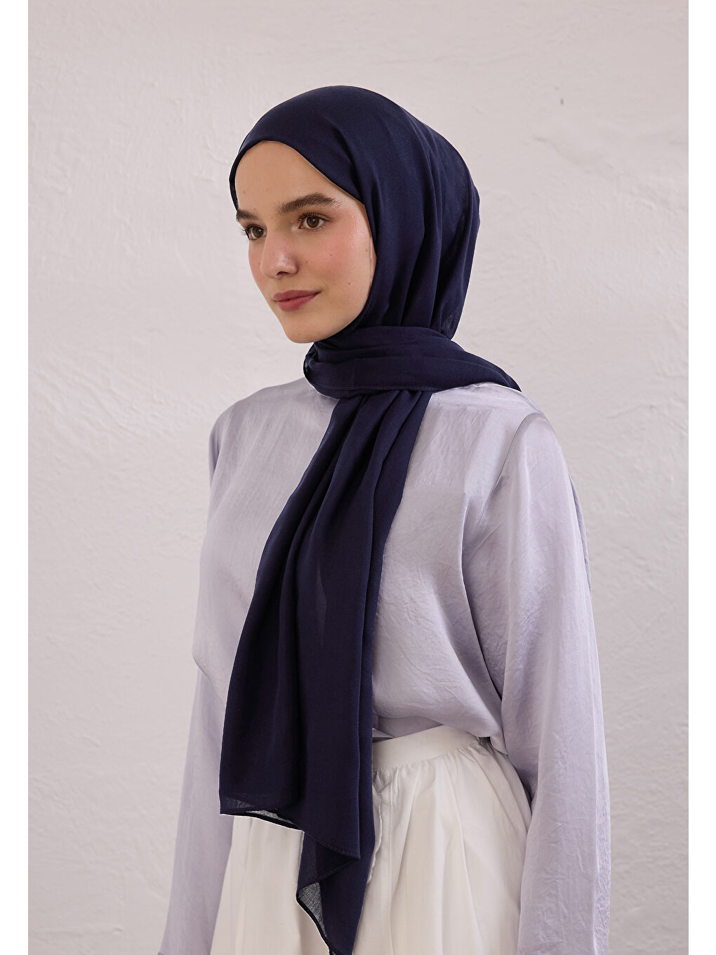 Lacivert Soft Viskon Şal Koyu Lacıvert-2