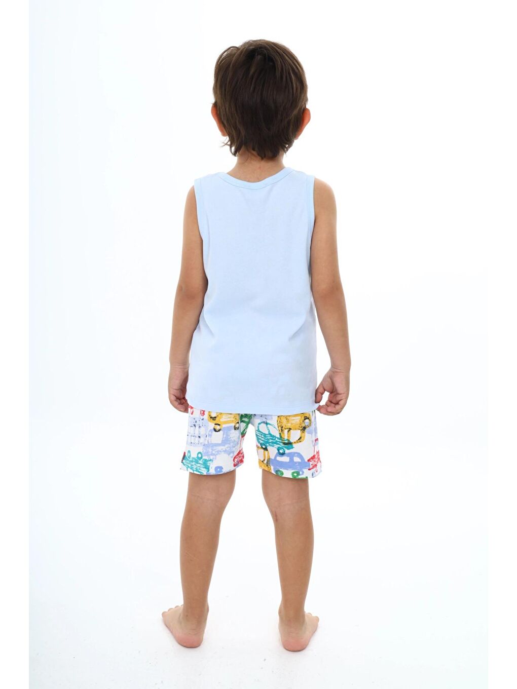 Mavi Dinazor Baskılı Şortlu Erkek Bebek Pijama Takım 54219-4