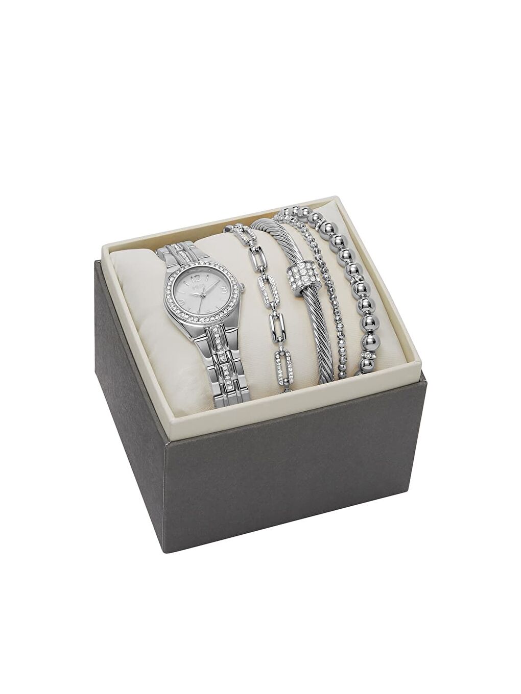Gri RL-ZR97007 Kadın Kol Saati ve Bileklik Seti-4