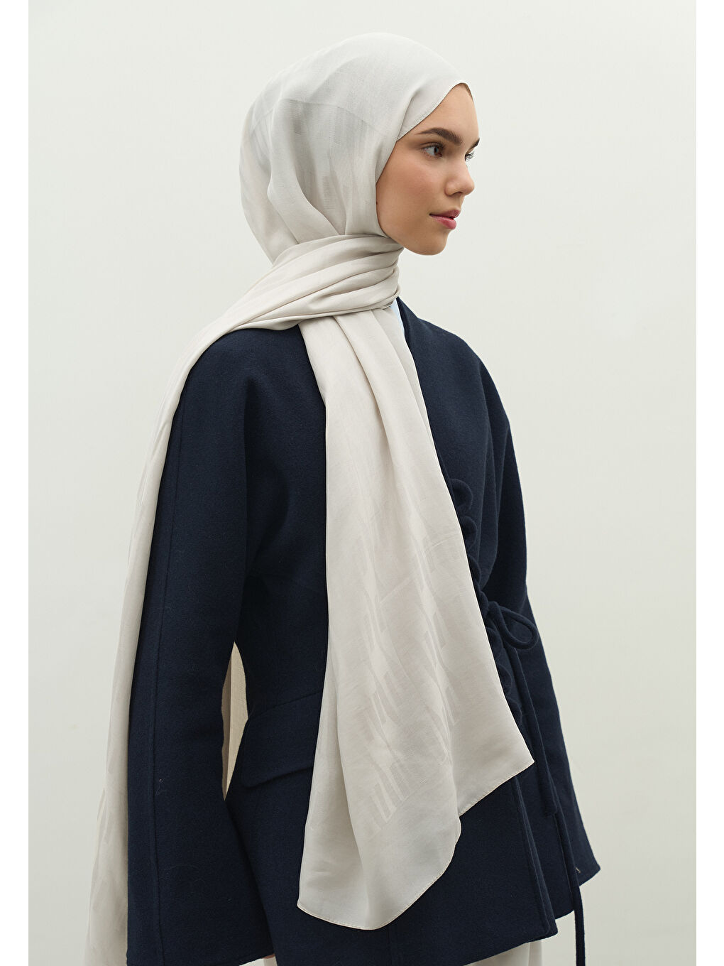 Bej NARA PAMUK FLOŞ JAKARLI ŞAL TAŞ-2