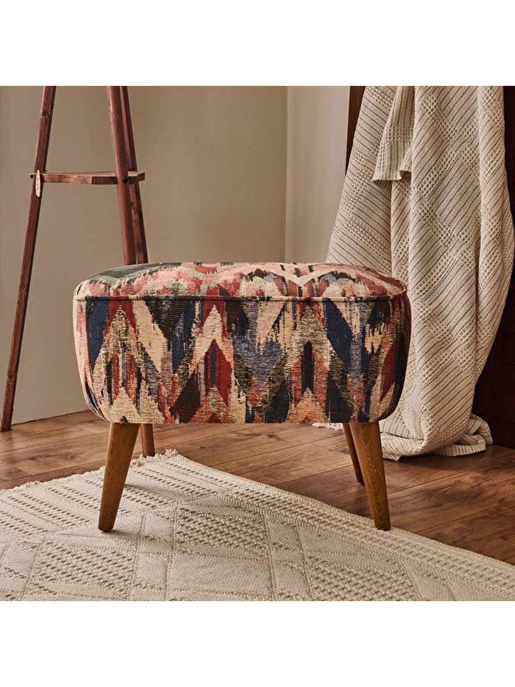 Karışık Retro Puf - Renkli - 45x41x60 cm