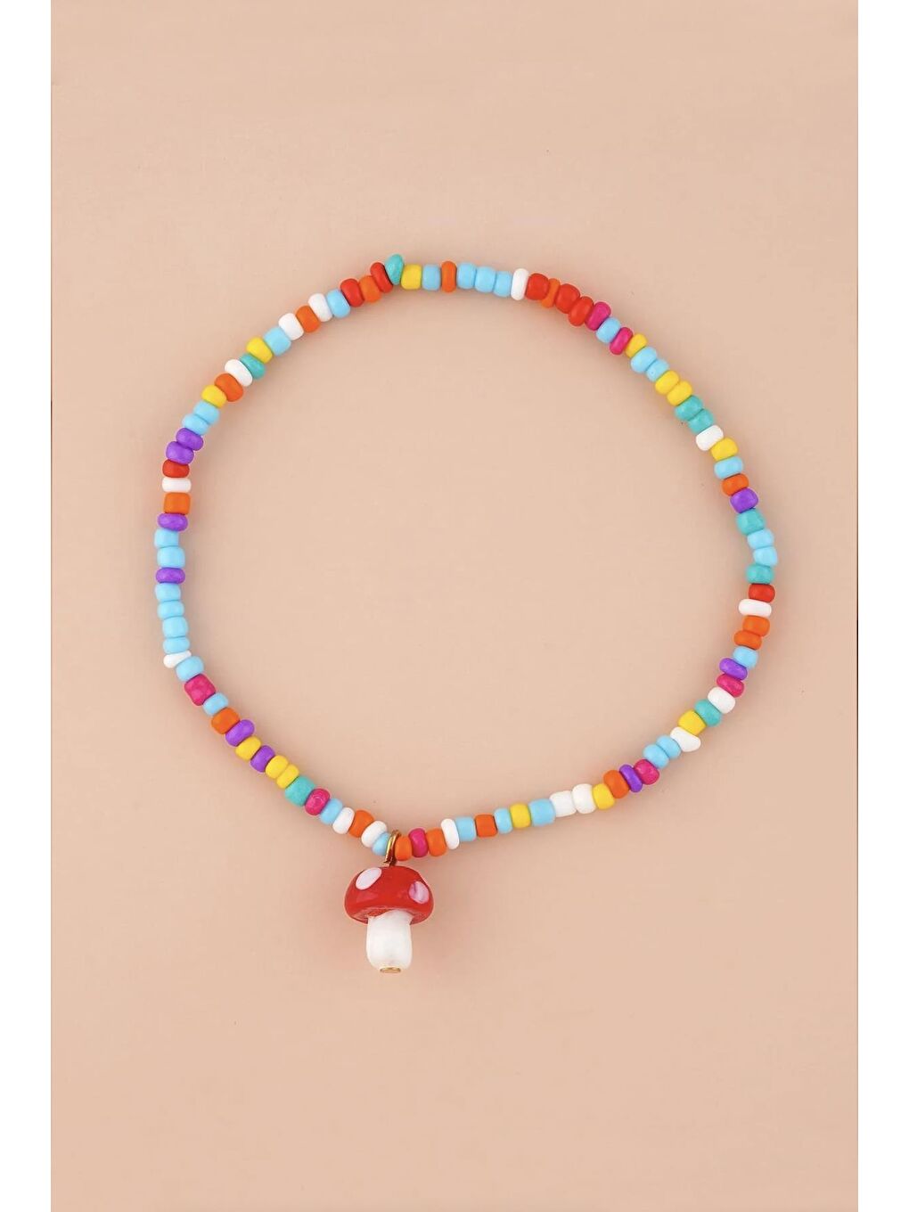 Karışık Boncuklu Mantar Halhal