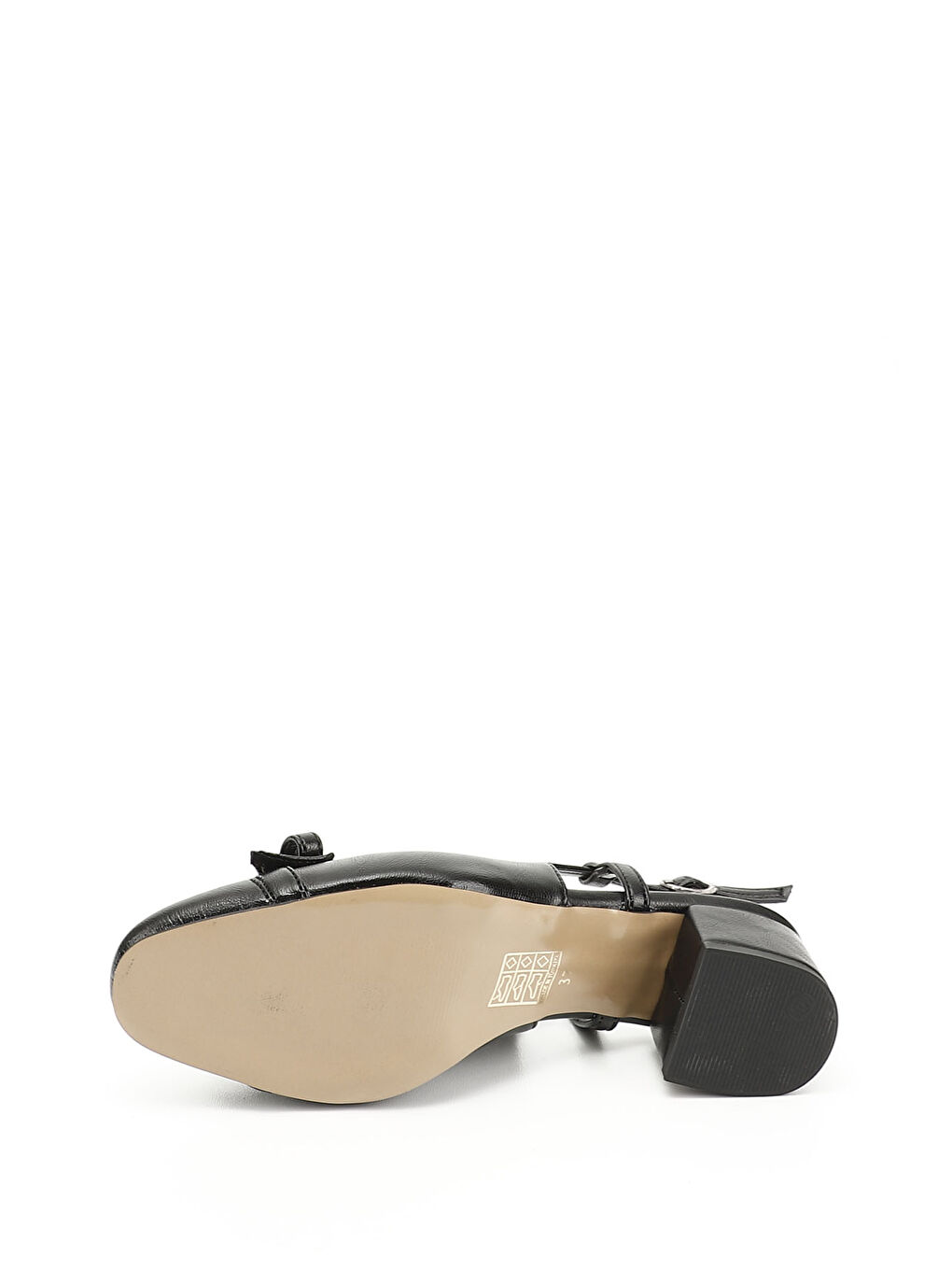 Mor Kadın ZÜMRÜT-SİYAH Fiyonklu Kısa Kalın Topuklu Arkası Açık Ayakkabı-3