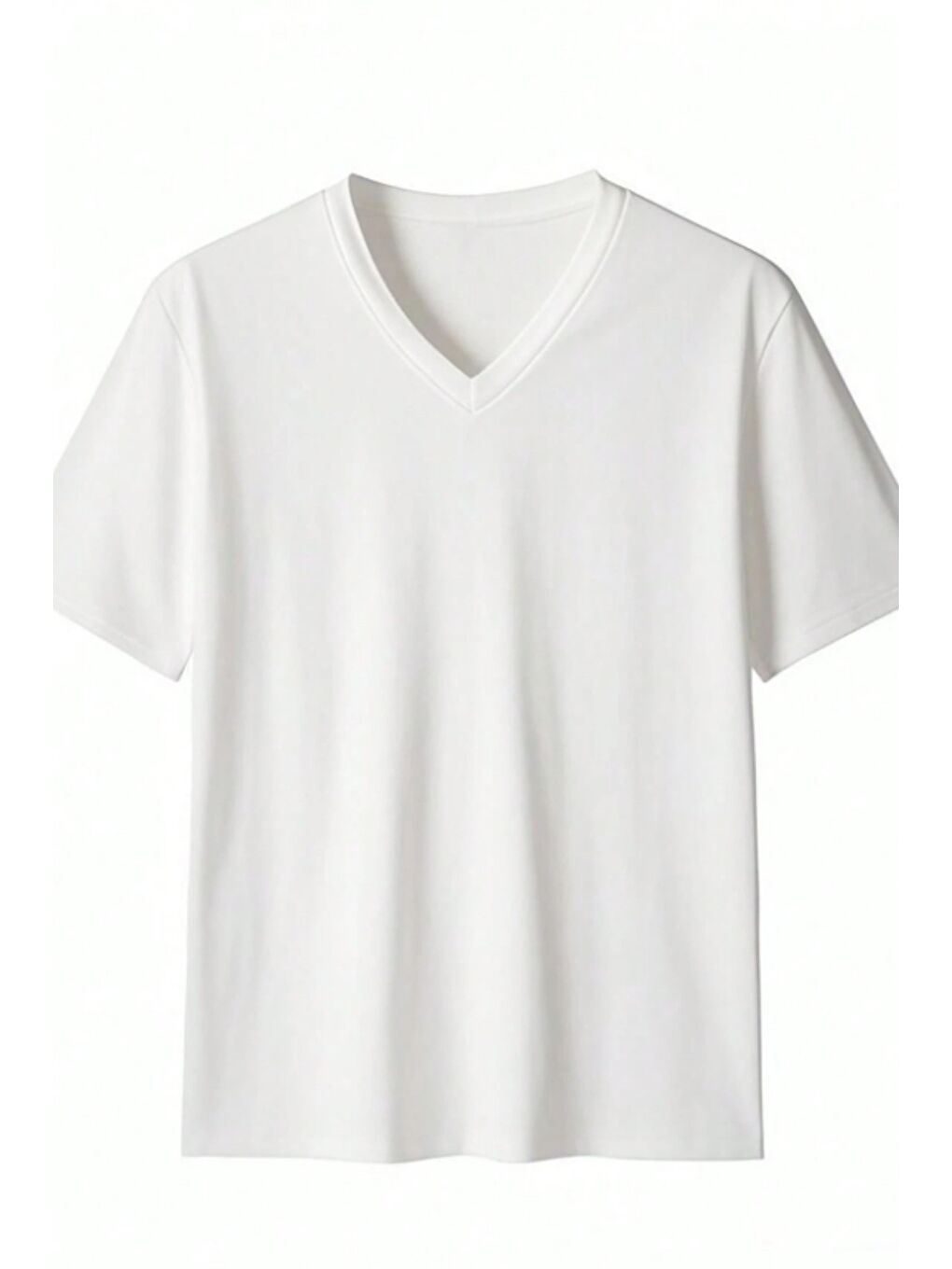 Beyaz Erkek %100 Pamuk V Yaka Slim Fit Dar Kesim Tişört