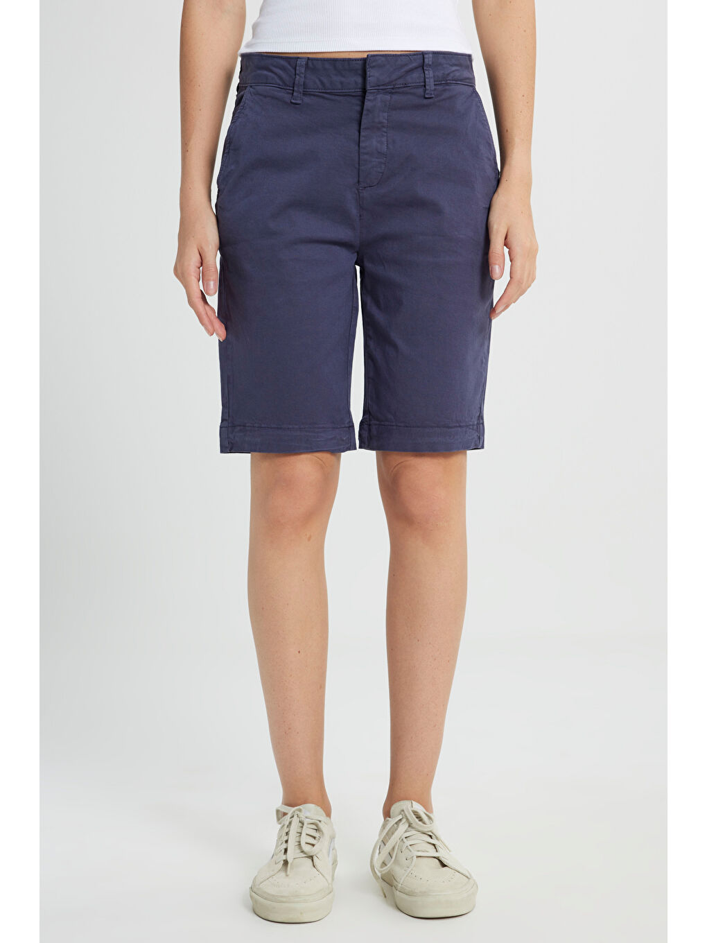 Regular Fit Normal Kesim Normal Bel Lacivert Chino Şort-3