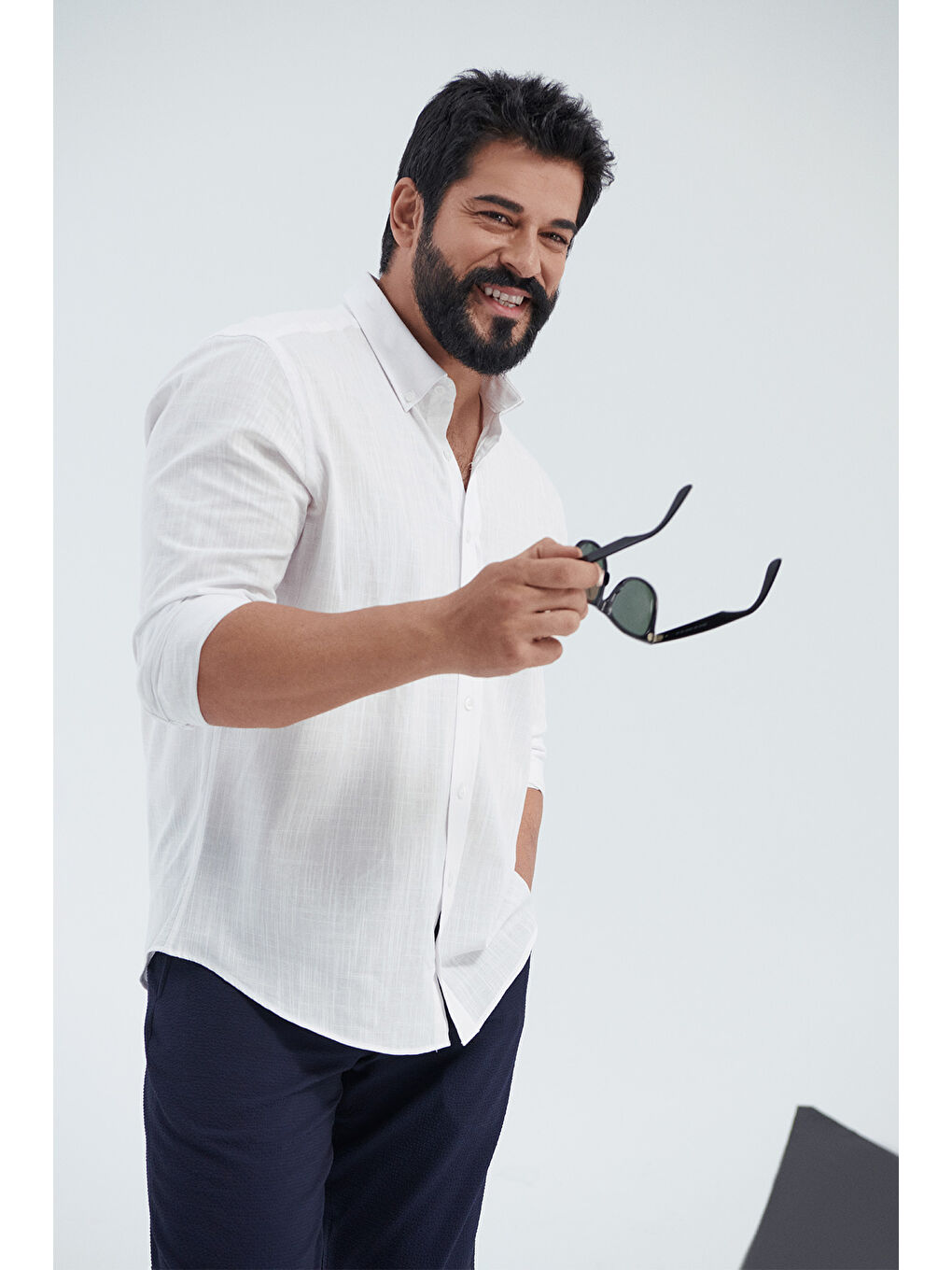 Erkek Beyaz %100 Pamuk Oxford Slim Fit Dar Kesim Düğmeli Yaka Flamlı Gömlek-2